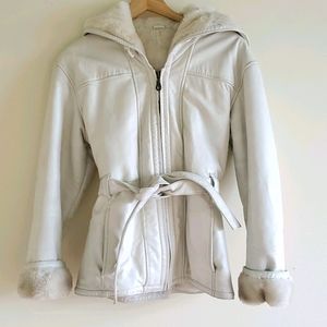 Wilsons Genuine White Leather and Faux Fur Coat Super Cute and  Size S